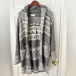 Lucky Brand Gray and White Patterned Cardigan